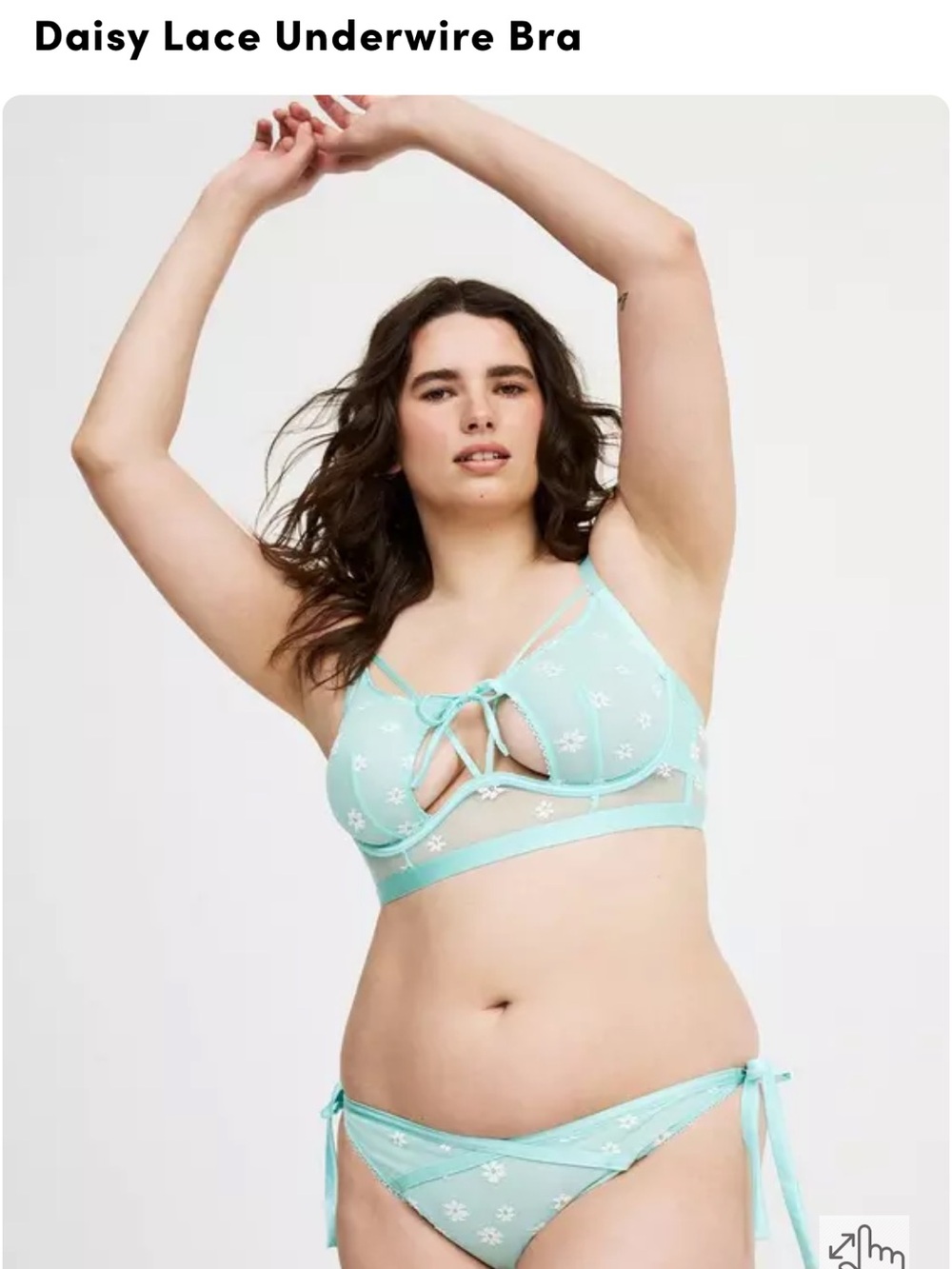 New! Set! Torrid sz Daisy Dot Lace Underwire Bra Tanga Mint Floral Lingerie